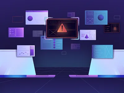 Warning branding cloud computer design graphic design illustration laptop pc users vector