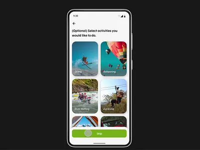 Skeleton Loading and Recommendation Results Screens 2d animation app blue clean design destination flow holiday loading minimal mobile motion graphics recommendation skeleton suggestion tour travel ui vacation