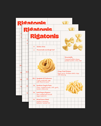 Rigatonis Menu branding design graphic design illustration logo menu
