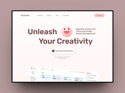 ProjectPal - Website Design branding graphic design hobby landing page management project saas ui web design