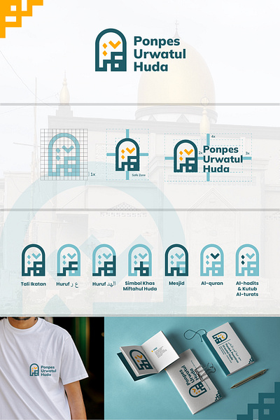 Urwatul Huda Logo arabic boarding school branding design graphic design gridsystem guideline islamic logo mosque pesantren quran visual