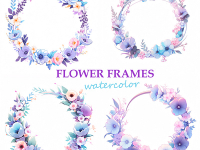 Cute set of round frames ai art branding design frames frames design graphic design illustration typography ui watercolor
