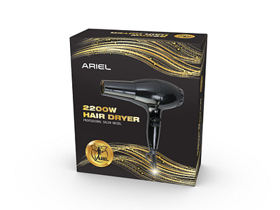 Ariel Hair Dryer Packaging electrical appliance graphic designer hair dryer hair product haircare mockup packaging design packaging designer personal care structural design