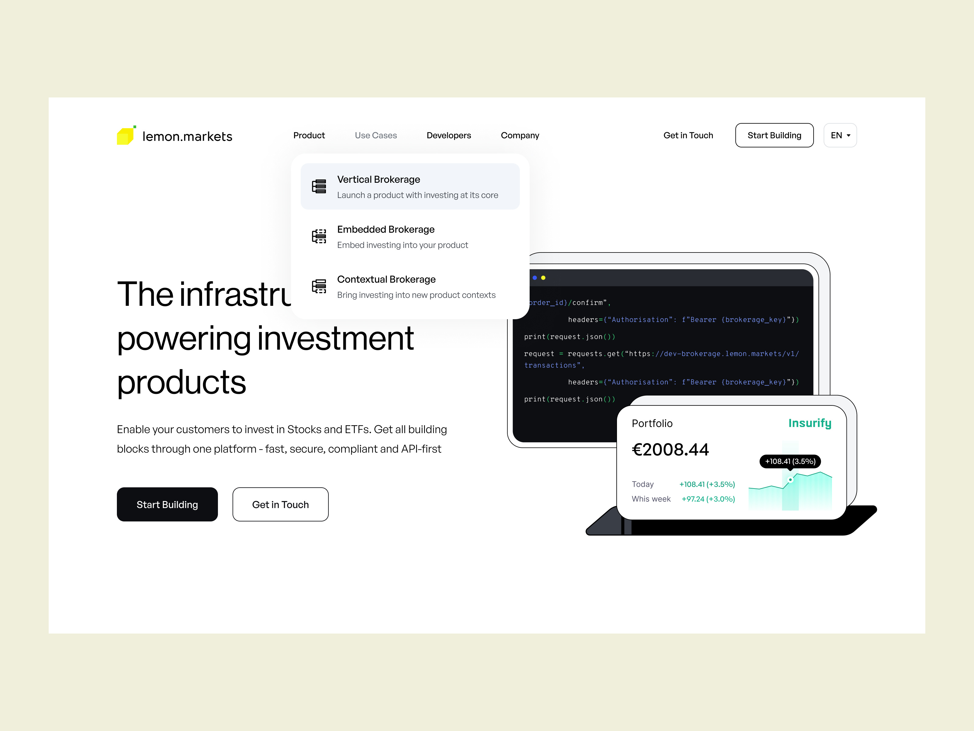 Example of lemon.markets — website