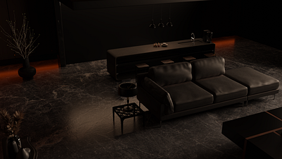 Modern Lounge Visualization - Architectural Render 3d architecture blender concept design furniture ideas interior kitchen lamps modern sofa tables visualization