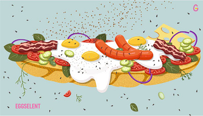 Food bacon cheese eggs food food illustration illustration restaraunt sausages vector
