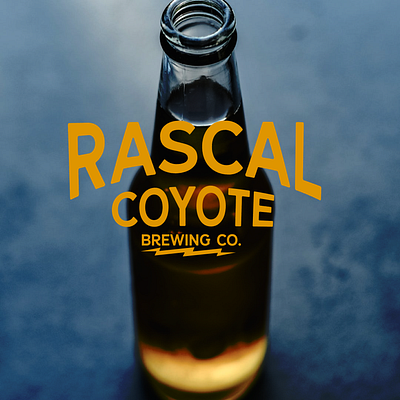 Rascal Coyote badge beer cartoon logo vector