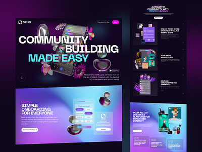 Web3 Landing Page Sections 1page agency app branding crypto design home homepage illustration landing landing page logo marketing nft one pager social ui ux web web3