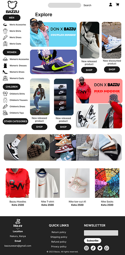 Bazzu Streetwear Ecommerce Website design graphic design ui ux web design web development