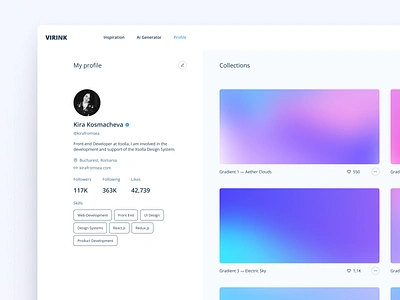 Daily UI 006 — User Profile colors concept daily ui daily ui challenge dailyui edit profile gallery gradient minimalism product design profile profile design social ui ui design user profile user settings ux ux design virink