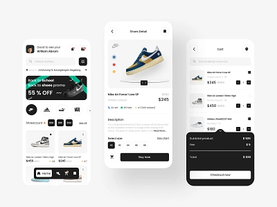 Online Shoes app app application buy clean ecommerce footwear mobile app mobile application online marketplace online shop platform popular shoes shoes app shopping sneakers ui ui design uiux design white