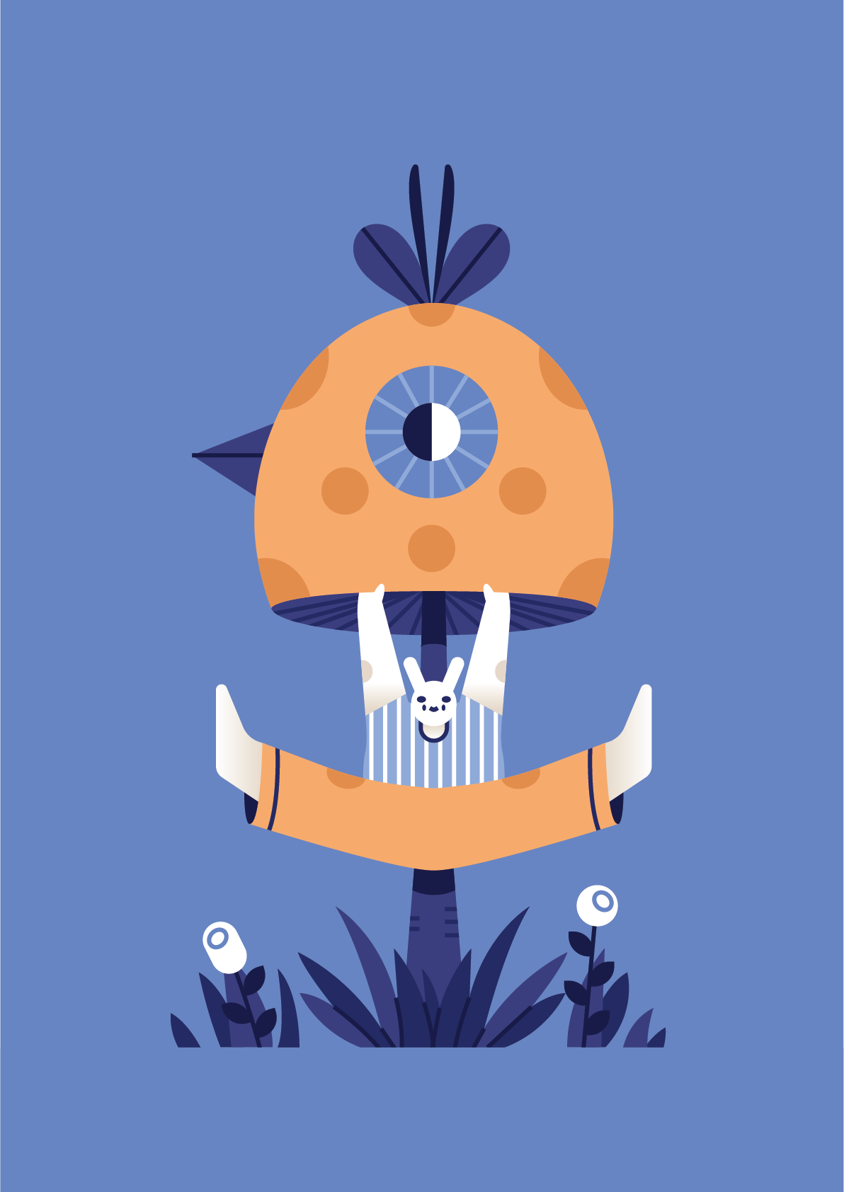 Fantasy chicken character chicken fantasy hanging illustration plants