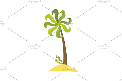 Tropical palm on island with sea background beach exotic illustration island isolated nature ocean palm paradise sand sea summer travel tree tropic tropical vacation vector