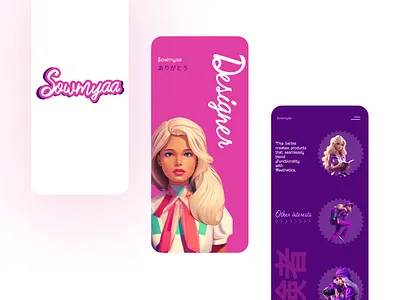 Barbie Portfolio UI app barbie barbieui branding illustration portfolio typography ui vector