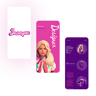 Barbie Portfolio UI app barbie barbieui branding illustration portfolio typography ui vector