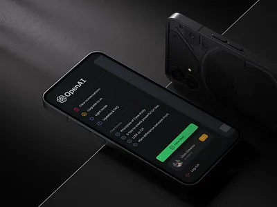 OpenAI - ChatGPT Mobile App app menu page artificial intelligence app banking mobile app chatgpt mobile app dark mode mobile app dark mode ui ux fintech mobile app fintech ui mobile menu design open ai design openai mobile app ui ux mobile app design