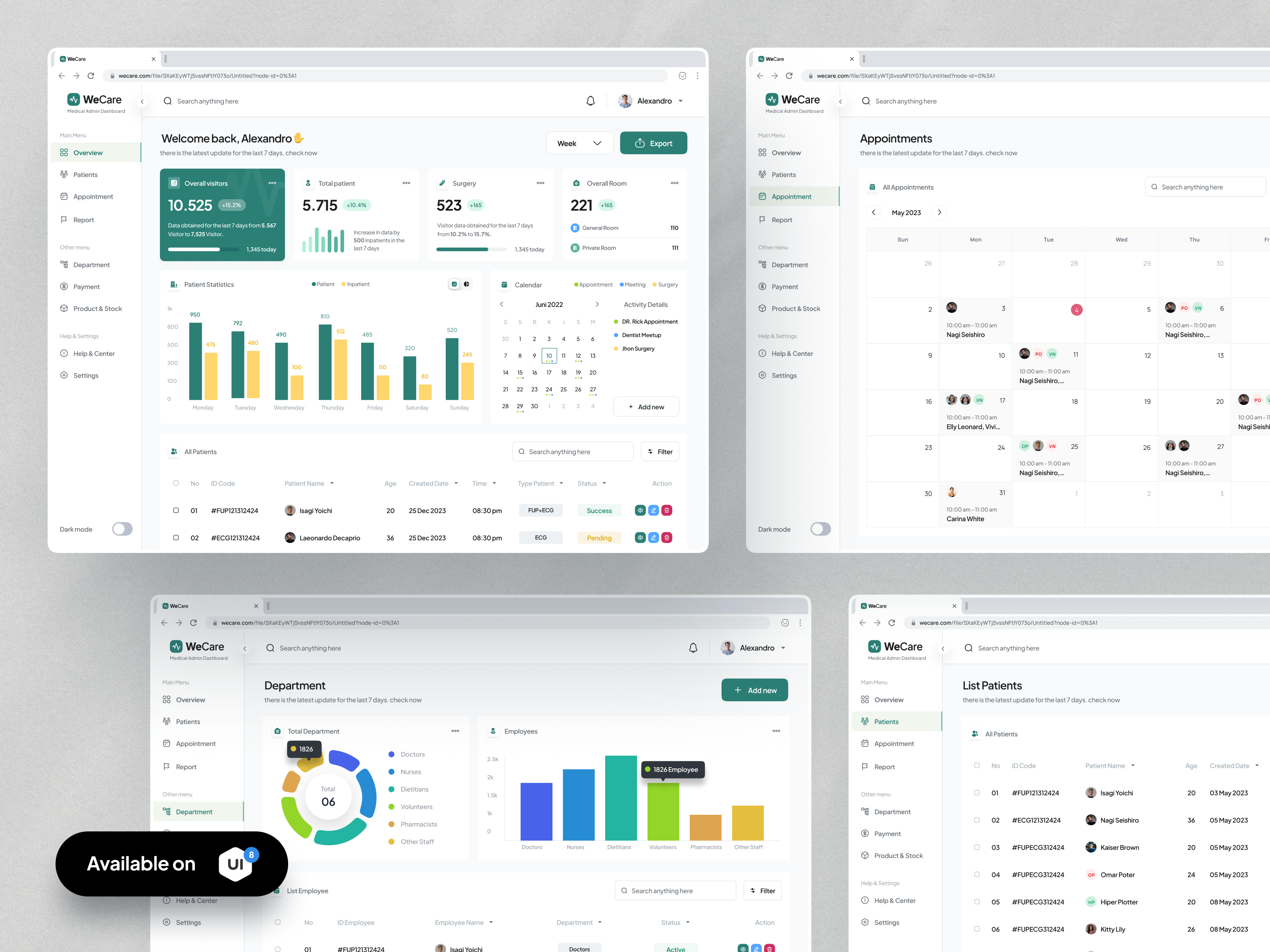 Medical Admin Dashboard Kit - Wecare admin dashboard appointment clinic dashboard dashboard dashboard management dashboard ui kit healthcare hospital dashboard kanban medical dashboard product design product kit ui ui kit ui kit dashboard ui8 ux web app web design website kit