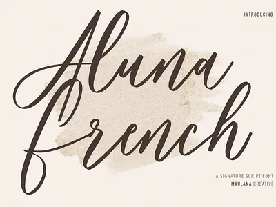 "Aluna French" a signture script font branding design fonts handwritten illustration lettering logo type design typefaces ui