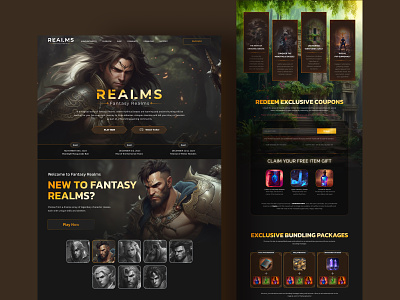 Fantasy Realms - MMORPG Landing Page fantasy game game landing page game mmorpg game rpg game website landing page mmorpg mmorpg landing page mmorpg website rpg rpg website ui ui ux web design