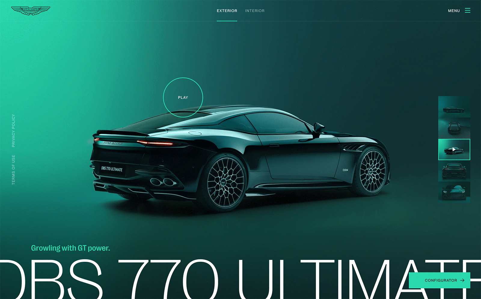 Aston Martin — Website aston martin automotive cars clean creative direction design digital freelance green minimal style teal ui ux website