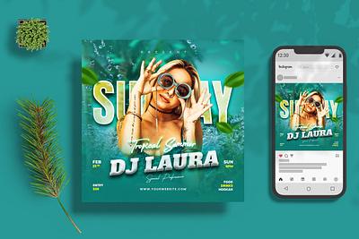 Tropical Summer Instagram Post branding business design flayer graphic design
