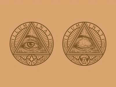 Illuminati Coin all seeing bronze coin etching eye florals flourishes hand drawn hourglass illuminati illustration logo magic magician product design secret society typography vintage wings