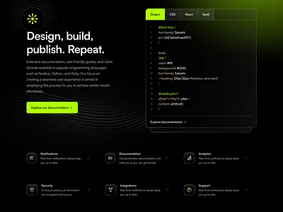 Code Section code code snippet dark mode design landing page ui ux