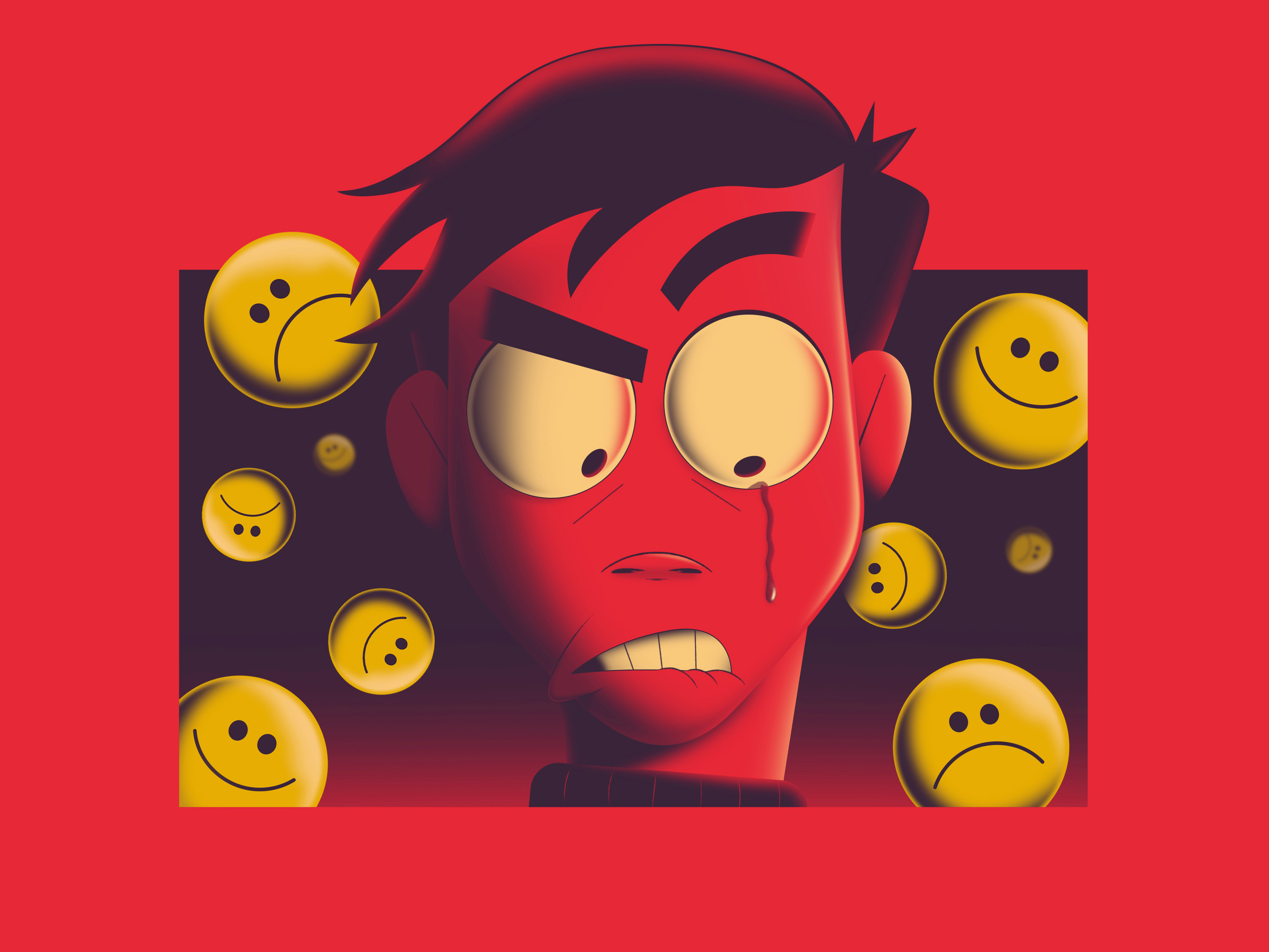 Emotional Lockdown cry drama emoji emojis emotion emotional emotions eyes florian farhay help illustration mental health pain sad smiley smileys sorry tear tears unhappy
