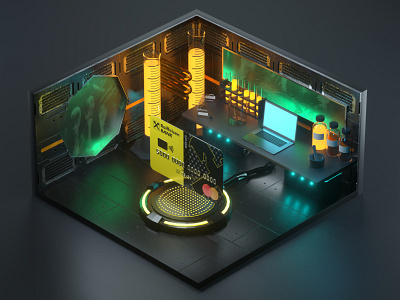 Raiffeisen. Laboratory cashback room. 3d 3d animation cinema4d design logo