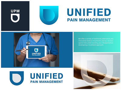 Unified Pain Management bradning care doctor drop health healthcare hospital icon life logo medical monogram pain painkiller u unified