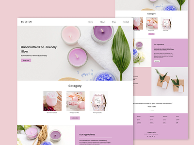 GlowCraft: Handmade Candles Website Design app candle website design design explore page homepage tints ui ux web website