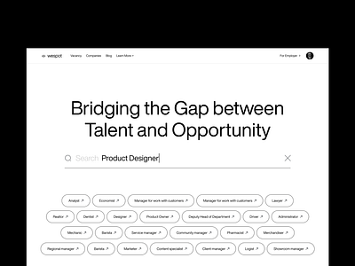 Job Search Website clean cv design digital headhunter hr job minimalism product search ui ux web webdesign work