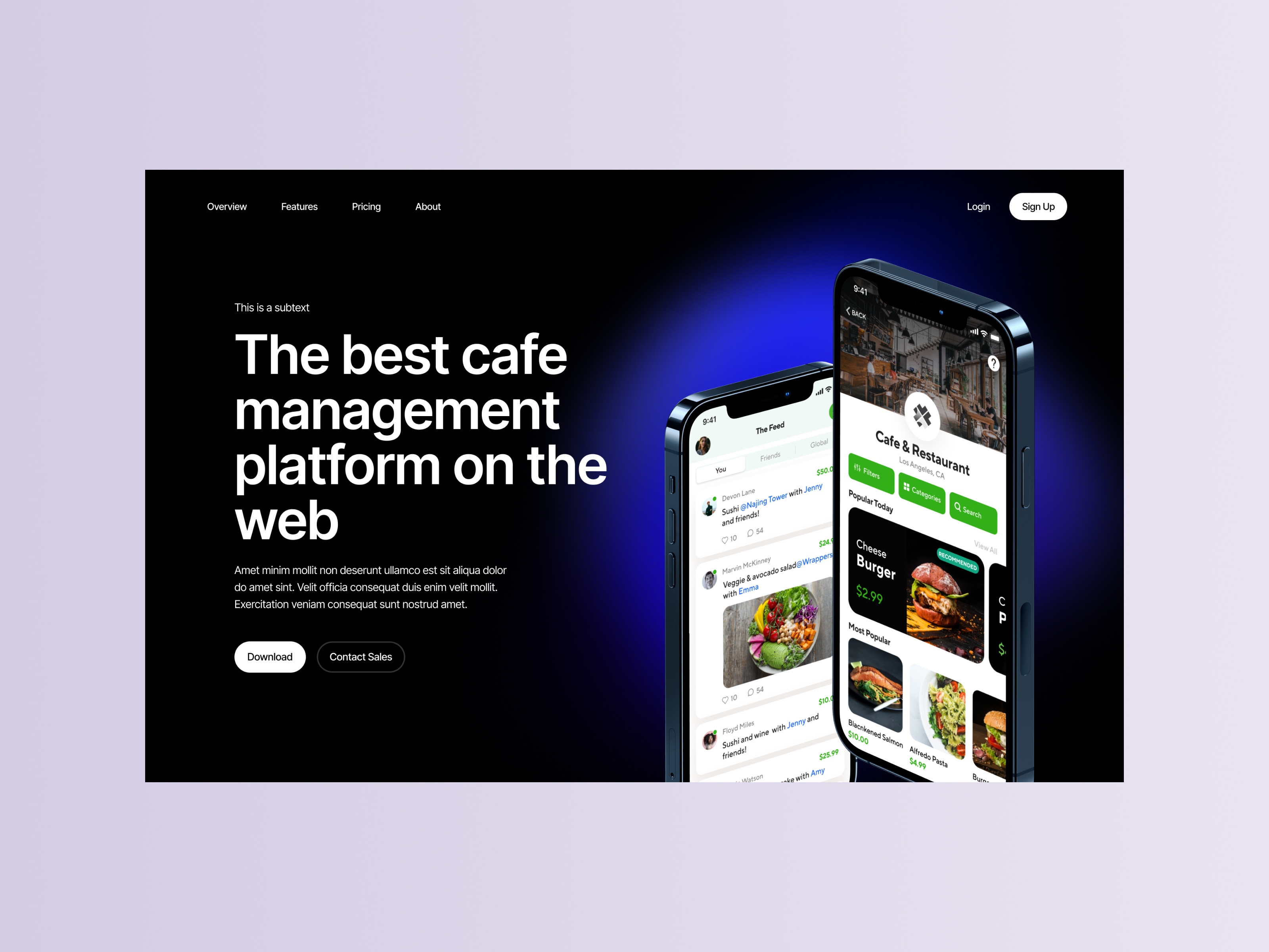 Restaurant Management App Landing Page app design app landing page blue clean design hero image hero section landing page mobile app modern product design ui ui design ux web dsign website website design