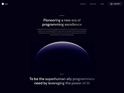 About page exploration about page ai blue clean dark earth figma gradient landing page minimal space space theme ui uiux
