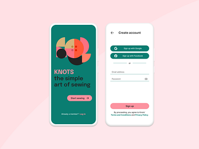 Daily UI 001 - Sewing App abstract colorful dailyui green illustration mobile desing sewing signup