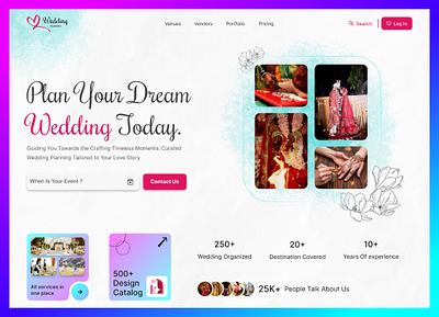 Wedding Planner Website Design hero section design indean wedding planner landing page design ui uiux website design wedding planeer