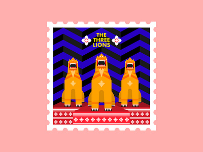 The Three Lions burma design graphic design illu illustration illustrator lions myanmar myanmar design myanmar lion