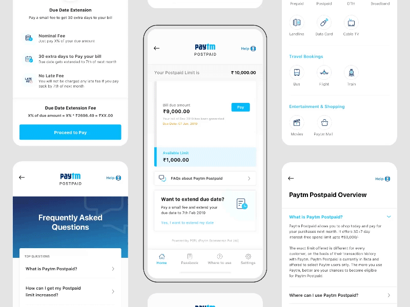 Paytm Postpaid - Buy Now Pay Later app bnpl buynowpaylater design fintech india minimal mobile paytm postpaid ui ux vraj247