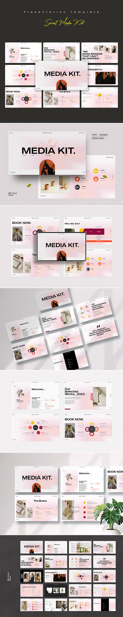 **Social Media Kit Presentation Template** brand branding corporate design graphic design guideline illustration kit logo media minimal social social media kit