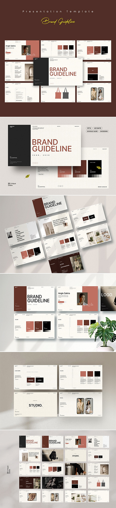 **Brand Guideline Presentation Template** brand branding corporate design graphic design guideline illustration logo minimal presentation simple template ui