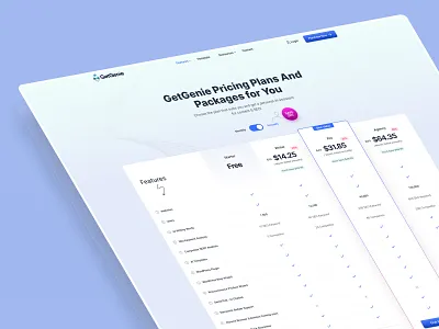 Ai for Business Pricing list — GetGenie UI ai pricing clean desktop genie pricing interface list price pricing design pricing list pricing plan pro procing ui website wordpress