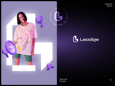 Leadige | Logo design 3d agency branding graphic design identity illustration l logo lead leadige logo logotype mark marketing modern symbol t shirt vector