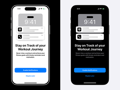 Notification Onboarding app clean dark fitness ios launch light mobile notification onboarding ui ux