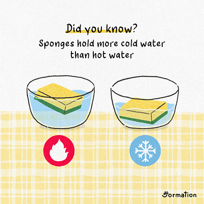 Sponges hold more cold water than hot water cartoon did you know digital art digital illustration fact of the day fun fact illustration science sponge water