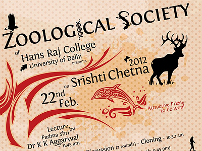 Annual Seminar of the Zoological Society delhi university du graphic design hansraj college poster design typography