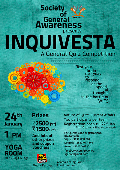 Quiz competition - SGA HansRaj College delhi university graphic design hansraj college poster design typography