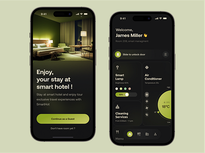 Smart Hotel Room app design hotel interface saas slick smart studio ui widget