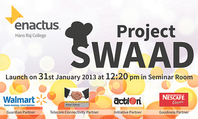 Swaad - an entrepreneurship project by Enactus banner banner design delhi university design enactus graphic design hansraj college poster design typography