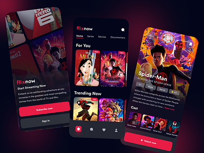 flixnow - Movie Streaming App android app app design app ui application cinema dark film ios ios app mobile movie movie app streaming streaming app
