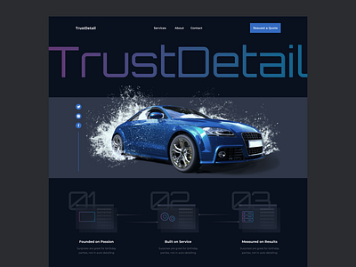 Car detailing website design 3d adaptive b2b b2c branding business clients dark design developments graphic design it minimal sales services tecnology ui ux web web page